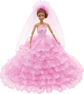 Roze Barbie Prinsessenjurk - Bruidsjurk voor modepop - Jurk met sluier
