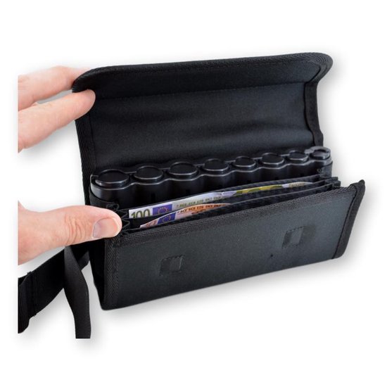 LeonDesign - portefeuille de restauration - 2045 - noir - avec porte-monnaie 8 trous - nylon solide - avec ceinture