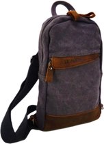 Luanzo Canvas Crossbody tas met Leer Dallas Donker grijs