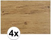 4x Placemats in donkerbruin woodlook print 45 x 30 cm
