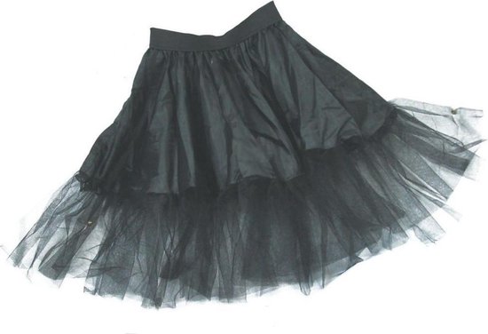 Voordelige zwarte kinder petticoat met tule