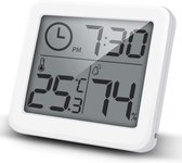 Weerstation - Digitale thermometer en hygrometer met hoge nauwkeurigheid - Vernieuwen van 10 seconden - Tijd - Gegevensgeschiedenis binnen 24 uur - Wit