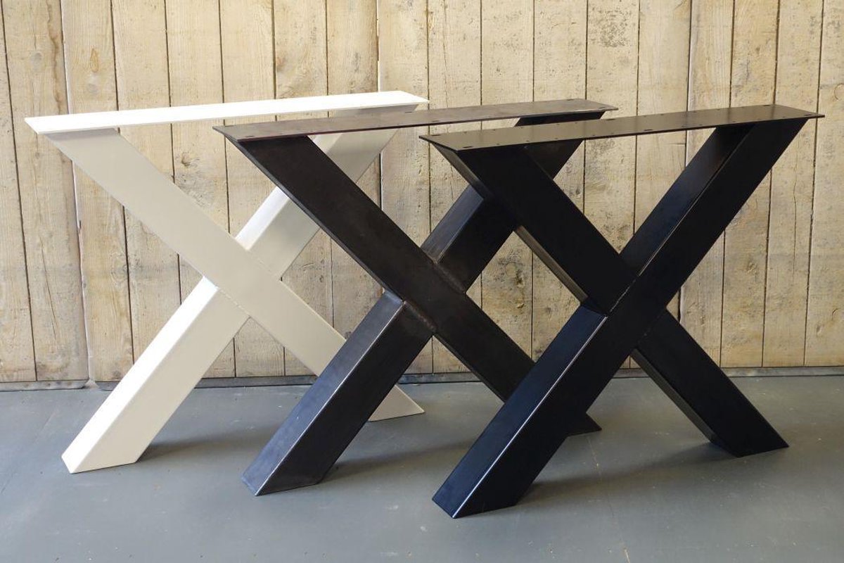 Stalen X-poten tafel - Set 2 stuks - Zwart gepoedercoate kruispoten |  bol.com