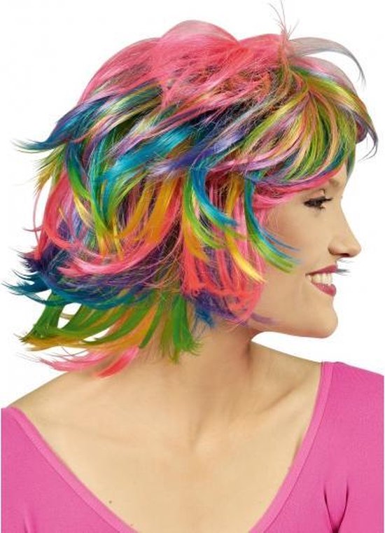 Pruik roze groen Clearance