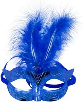 Venetiaans masker metallic blauw