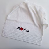 Badhanddoek voor valentijnsdag - Ik love jou - 50 x 100 cm