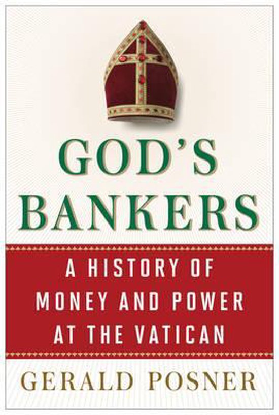 Livre "God's Bankers: A History of Money and Power at the Vatican" avec une mitre d'évêque au-dessus du titre.