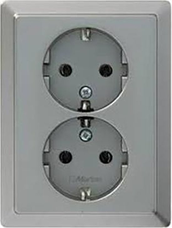 Schneider Electric dubbel stopcontact RVS-look | bol.com