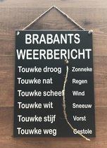 Zinken tekstbord Brabants weerbericht - antraciet - 30x40 cm. - weerstation - tuin