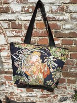 Shopper - Handtas - Draagtas - Tas - met print van  Alphonse Mucha - Daisies