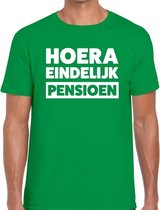 Hoera eindelijk pensioen t-shirt groen heren 2XL