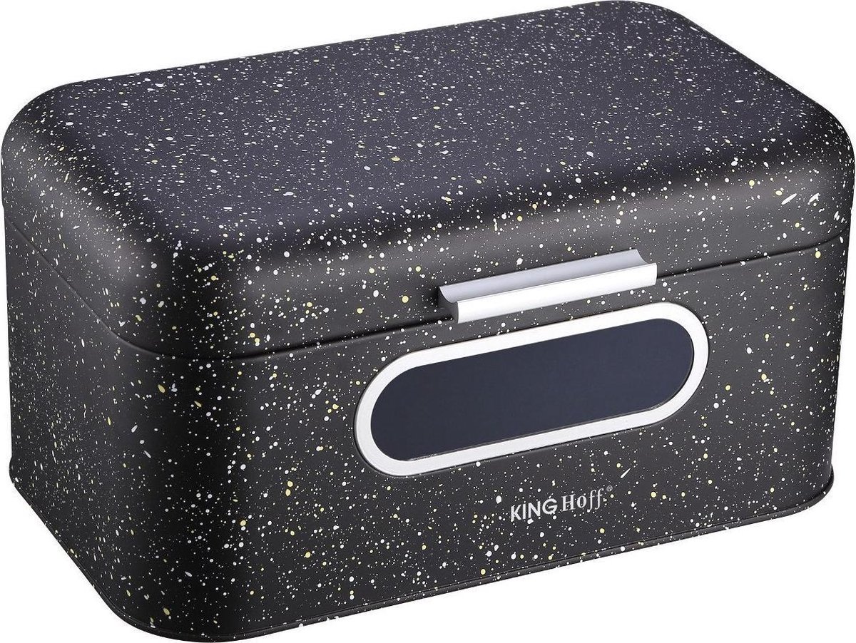 Kinghoff 1078 - broodtrommel - zwart - rvs - 30x16x19 cm