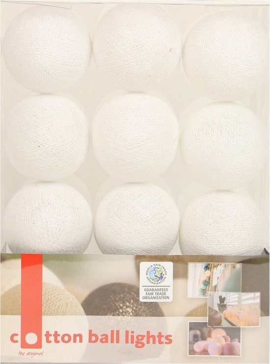 Nationaal volkslied Verfijnen ontspannen Cotton Ball Lights - Lichtslinger - 10 cotton balls - Wit | bol.com