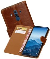 Zakelijke Book Case Telefoonhoesje Geschikt voor de Huawei Mate 10 - Portemonnee Hoesje - Pasjeshouder Wallet Case - Bruin