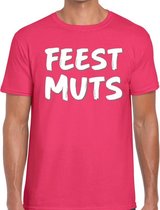 Feestmuts tekst t-shirt roze voor heren XL