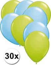 Ballonnen Licht groen & Licht blauw 30 stuks 27 cm
