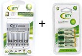 AAA 1350mAh Oplaadbare Batterijen - 4 stuks + oplader inktmedia® huismerk