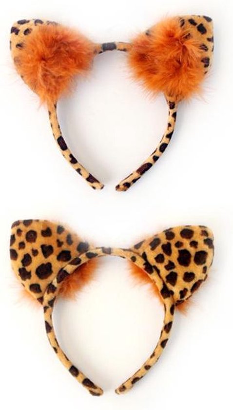 Luipaard diadeem oortjes cheetah haarband oren panter - oranje pluche dons  -... | bol.com
