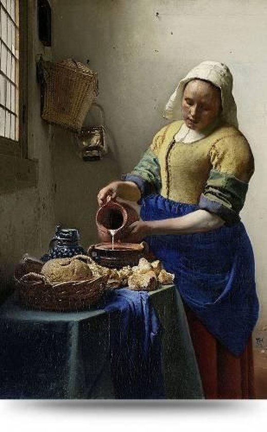 Schilderij Melkmeisje van Johannes Vermeer 100x150cm | bol