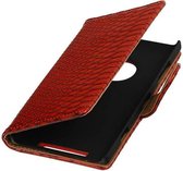 Snake Bookstyle Wallet Case Hoesjes voor Nokia Lumia 830 Rood