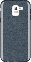 HB Hoesje Geschikt voor Samsung Galaxy J6 2018 - Glitter Back Cover - Zwart