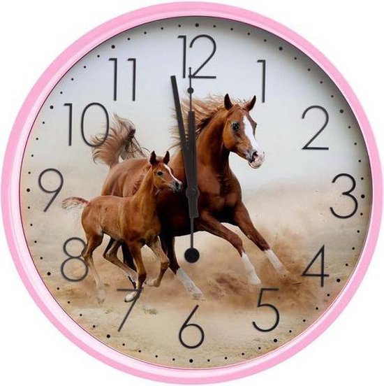 Graden Celsius Gelijkenis vertrekken Wandklok paard roze 25 cm | bol.com
