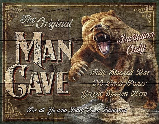 Signs-USA Man Cave - The Original - Beer - retro wandbord - 40 x 30 cm