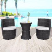 Bistroset poly rattan zwart 5-delig  (incl. Fleecedeken)