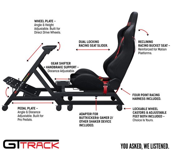 Next Level Racing GT Track Cockpit - Racestoel - Compatibel met Logitech/Thrustmaster/Fanatec van Next Level Racing — afbeelding 5