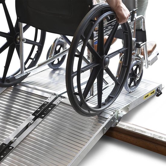 Datona® - Oprijplaat scootmobiel rolstoel opvouwbaar aluminium rijgoot drempelhelling