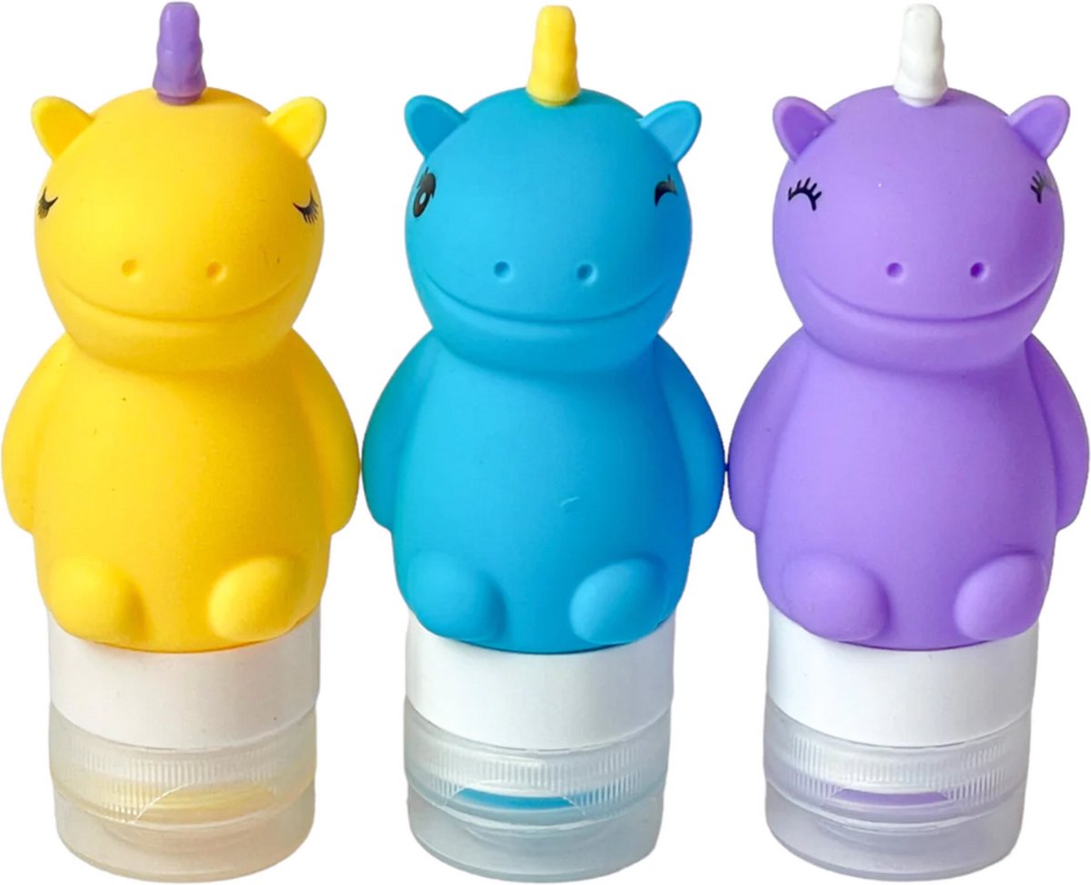 Yumbox unicorn knijpflessen siliconen set - lekvrij en kindvriendelijk.
