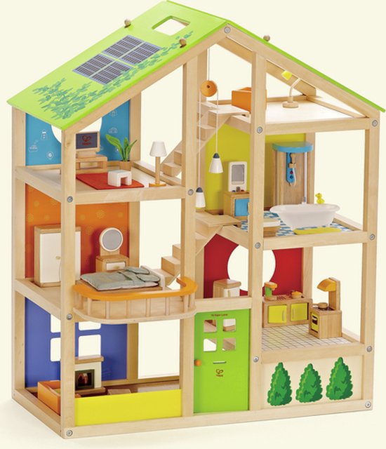 Hape Alle Seizoenen Poppenhuis Gemeubileerd