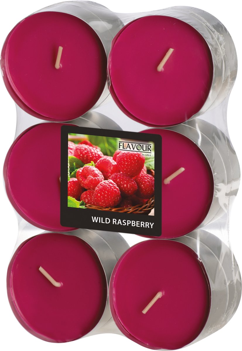Conpax Candles Geur theelichtjes/waxinelichtjes - Maxi - 12x - Wild Raspberry aroma - 8 branduren