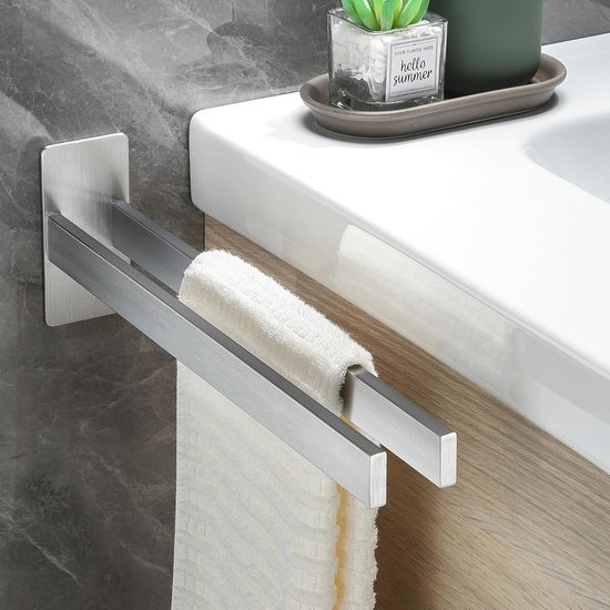 Handdoekhouder zonder boren - Roestvrijstalen dubbele handdoekhouder 40 cm voor badkamer — afbeelding 3
