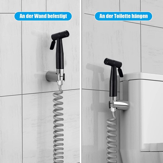 DXLing Bidet Handdouche Sproeier voor WC - Hand Bidet Sproeier Set met G1/2 T-Ventil, Slang en Houder - Zilver