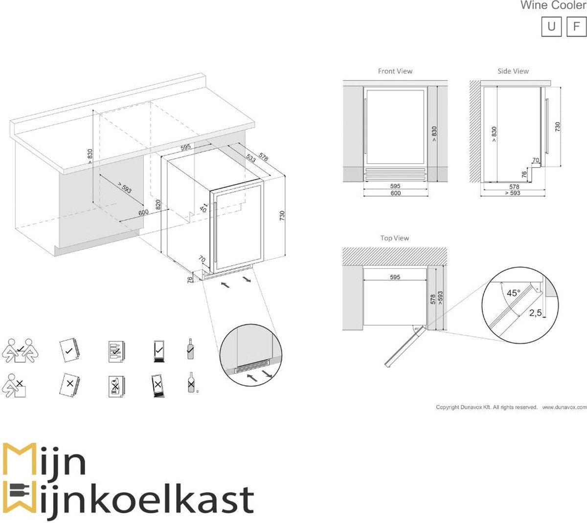 Dunavox Flow-46D Wijnkoelkast DAUF-46.145DMB 2 Zones Mat Zwart Mat Zwart – foto 5