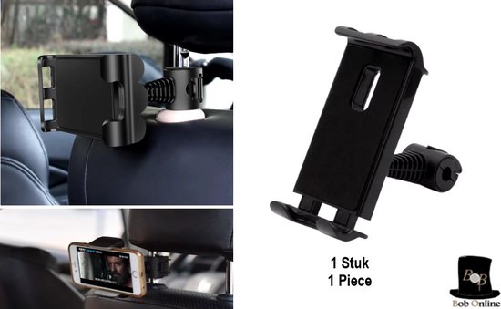 Bob Online™ - 1 Stuk – Zwart - Auto Hoofdsteun Mobiele Telefoonhouder - Tablet Telefoonhouder - 360◦ Rotatie - Achterbank Tablet Houder - ABS-materiaal – Auto Telefoonhouder – Car Headrest Mobile Phone Holder – Car Tablet Holder