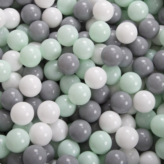 KiddyMoon Kinderballen Ø6 cm 1200 Stuks - Speelballen voor Ballenbad - Baby Speelgoed - Perfecte Baby Ballenbak Ballen voor Kinderen - Wit Grijs Mint van KiddyMoon — afbeelding 2