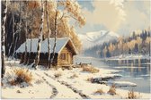 Affiche 90x60 cm - Hiver - Neige - Maison - Nature - Posters - Décoration chambre - Décoration murale salon - Décoration murale chambre