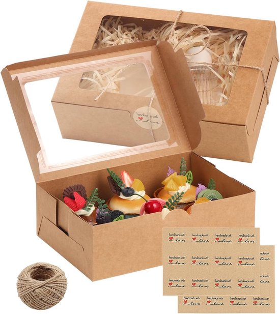 nbeads 20 stuks cupcake-dozen, geschenkdozen, witte papieren dozen, kleine snoepdozen met venster voor huwelijksaanzoek, verjaardagsfeest, 10 x 10 x 6 cm, afgewerkt