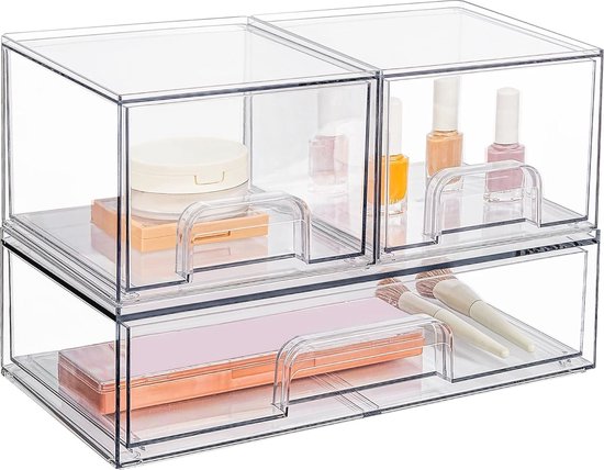 LETURE Bureau-organizer met 4 laden, doorzichtige plastic bureauopbergdoos, desktoporganisatie voor kantoorbenodigdheden, gelpennen, potloden, markers, tape, gummen, paperclips, opladers (wit-4 LETURE Bureau-organizer met 4 laden, doorzichtige plastic bureauopbergdoos, desktoporganisatie voor kantoorbenodigdheden, gelpennen, potloden, markers, tape, gummen, paperclips, opladers (wit-4