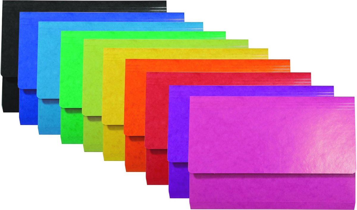 Doos van 25 Pocketmappen met 32 mm expansie - FSC® gecertificeerde mappen - A4 formaat - 10 geassorteerde kleuren