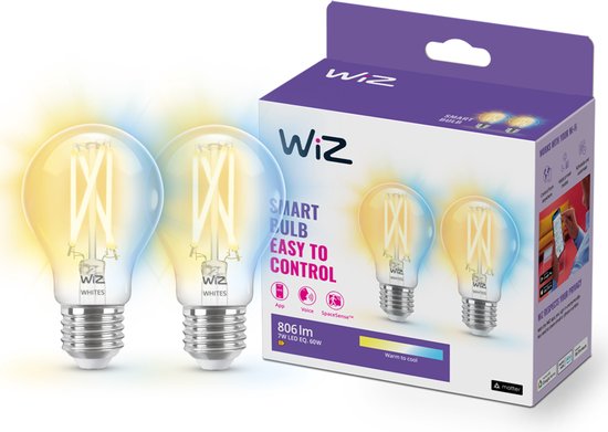 WiZ Plafondlamp Panel Vierkant Wit - Slimme LED-Verlichting - Warm- tot