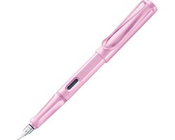 LAMY safari vulpen 0D2 – van stevig kunststof in lichtroze – met ergonomisch ontwerp en stalen penpunt, schrijfdikte fijn, inclusief LAMY T 10 blauwe inktpatroon