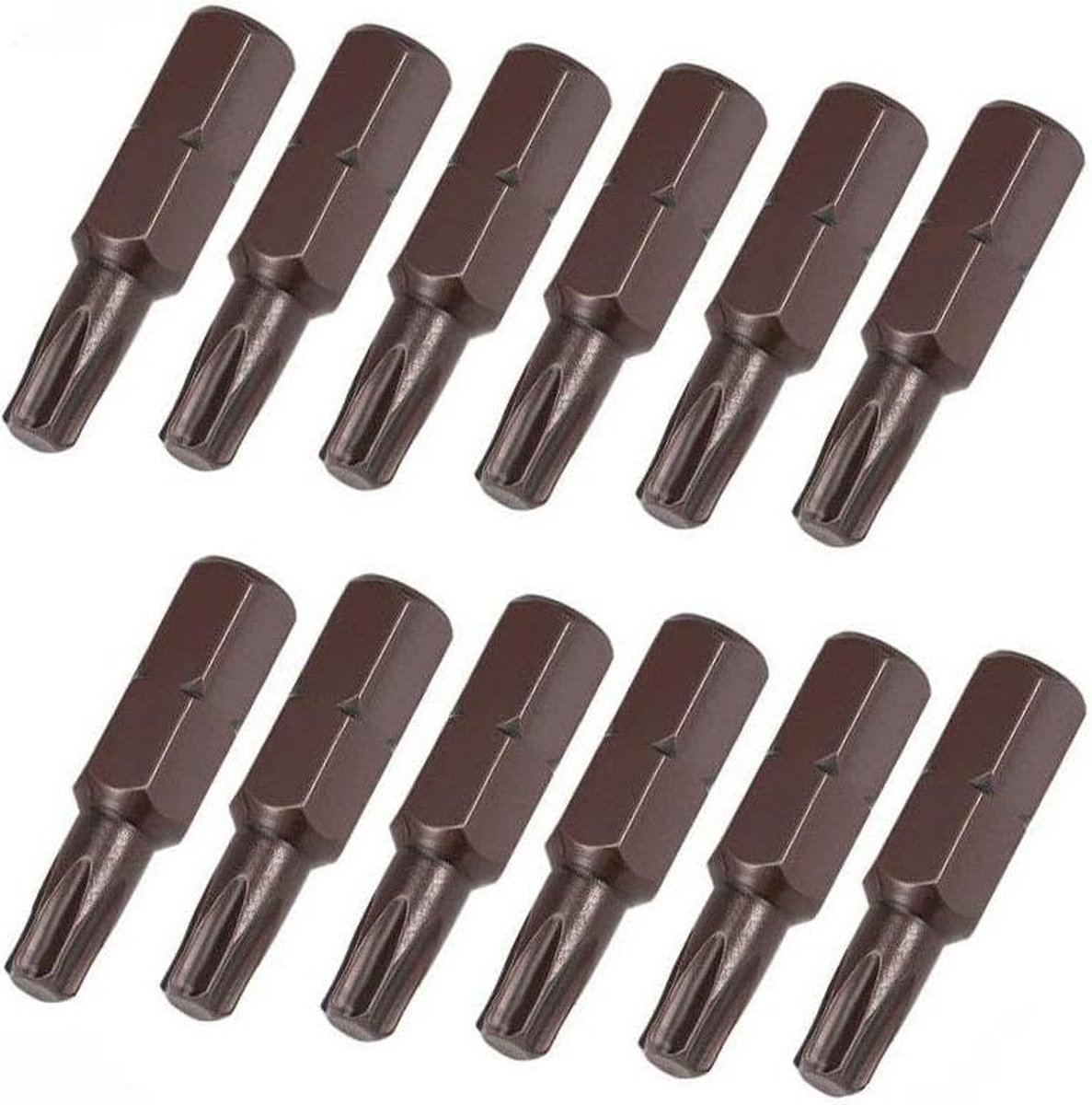 Torx Schroevendraaier Bits Set - 25MM - 1/4" Zeskant Schacht - Magnetisch - Elektrische Schroevendraaiers/Boren - 12 Stuks (T6-T40, T15) - Koper