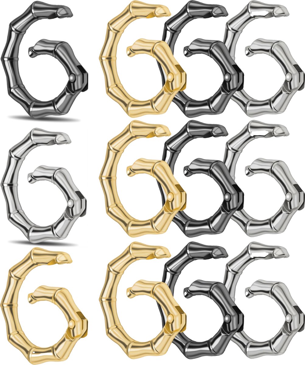 12 Luxe Ronde Karabijnhaak - Musketonhaak Sleutelhangers voor Volwassenen - Mini DIY Sleutelringen - Klikringen Musketon Haak - Auto Klein Carabiner Sleutel Hanger, Houder - Karabijn ringen - Keychain Zelf Maken Karabijnsluiting - Zwart, Zilver, Goud