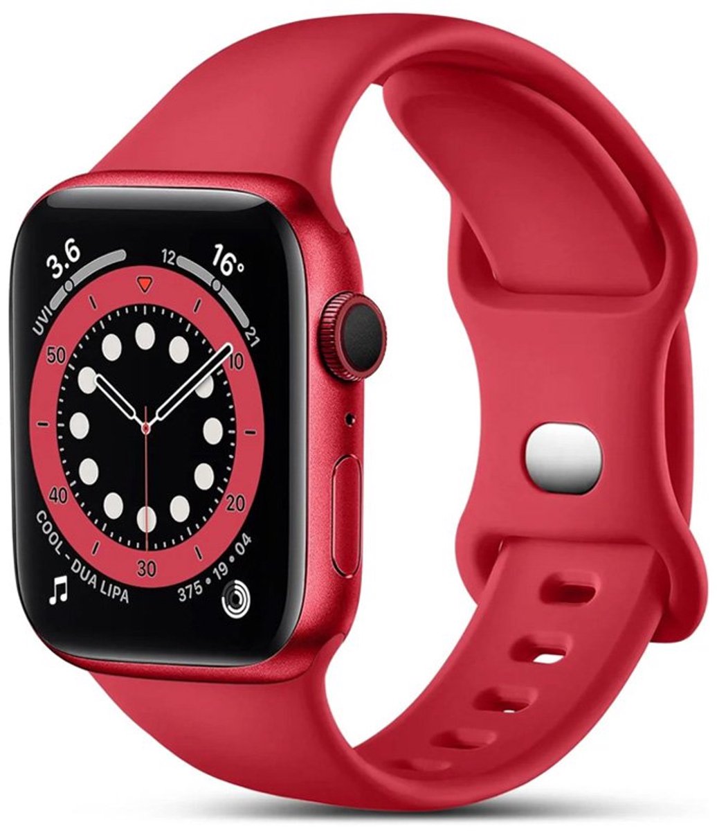 Mobiq - Siliconen Bandje geschikt voor Apple Watch 40 mm - rood