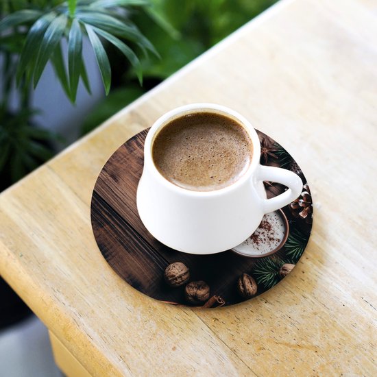 Onderzetters voor glazen - Rond - Hout - Landelijk - Warm - Natuur - 10x10 cm - Glasonderzetters - 6 stuks