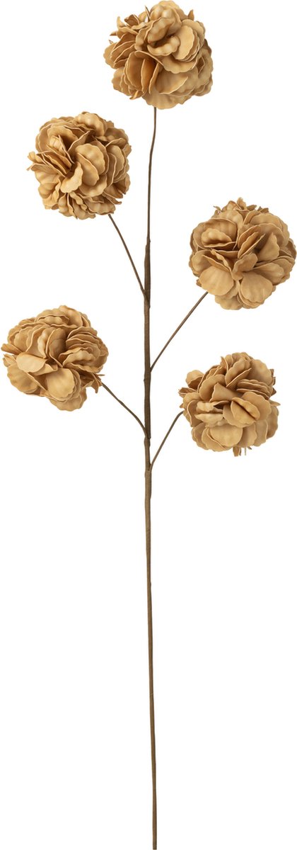 J-Line bloem tak 5 pompoms Eva - kunststof - geel