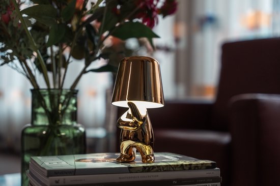 Luxus Lampe de table sans fil rechargeable Bins Brother - Or - Set de 5 - Lampe de table décorative - Lampe de nuit - Lampe de table de chambre - Lampe de bureau - LED - Tactile - Intensité variable - Sans fil - Fonctionne sur piles